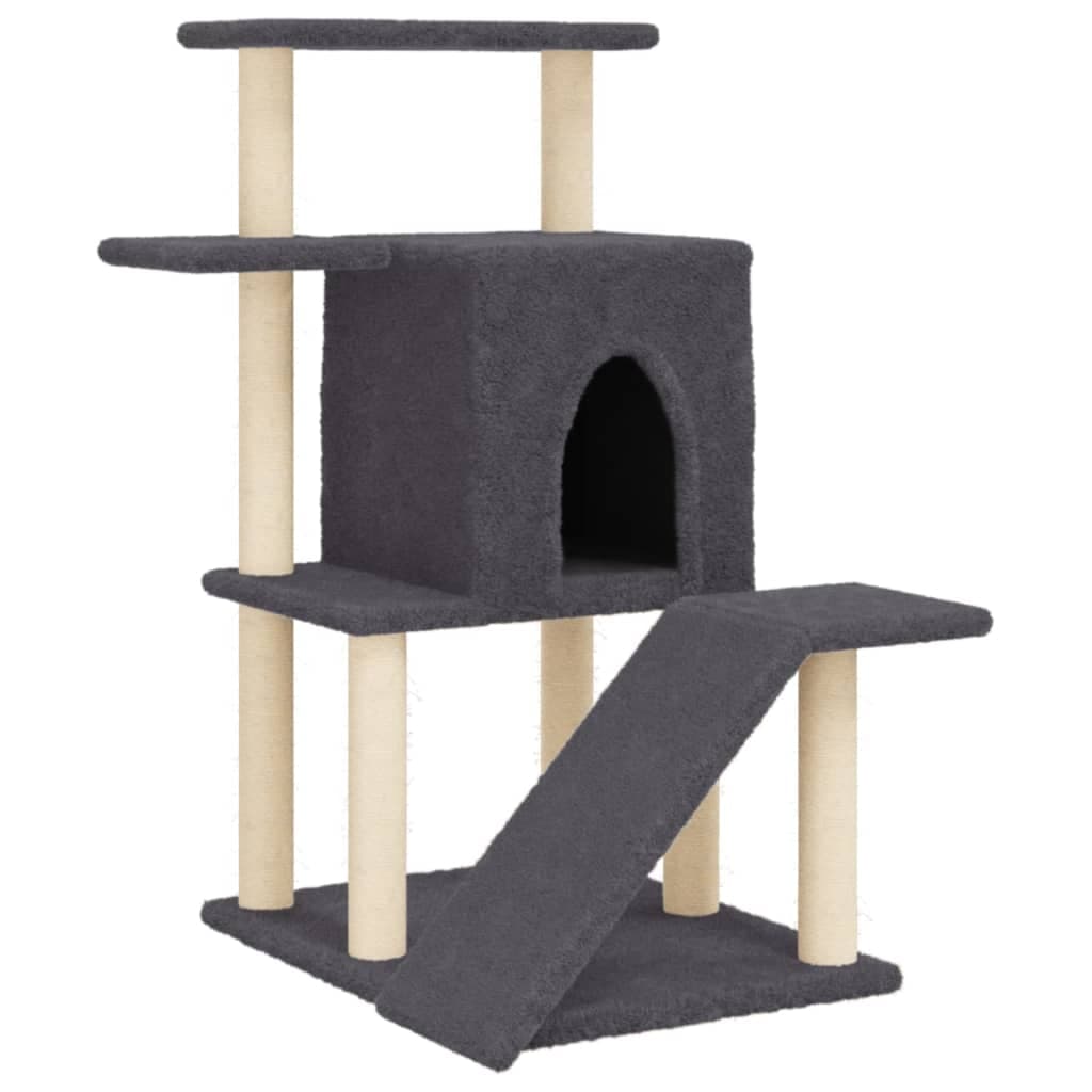 Albero per Gatti con Tiragraffi in Sisal Grigio Scuro 97 cm — miniatura 2 di 7