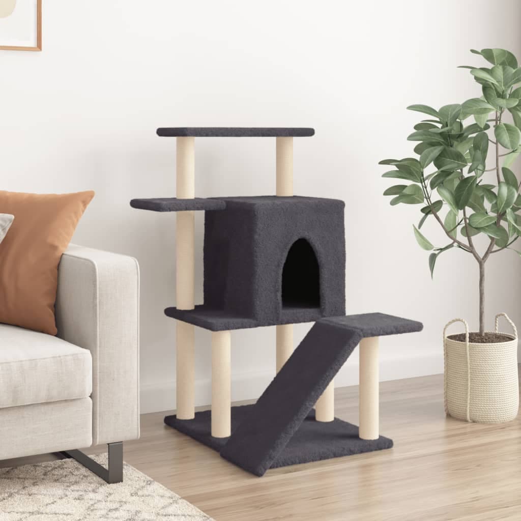 Albero per Gatti con Tiragraffi in Sisal Grigio Scuro 97 cm — miniatura 3 di 7