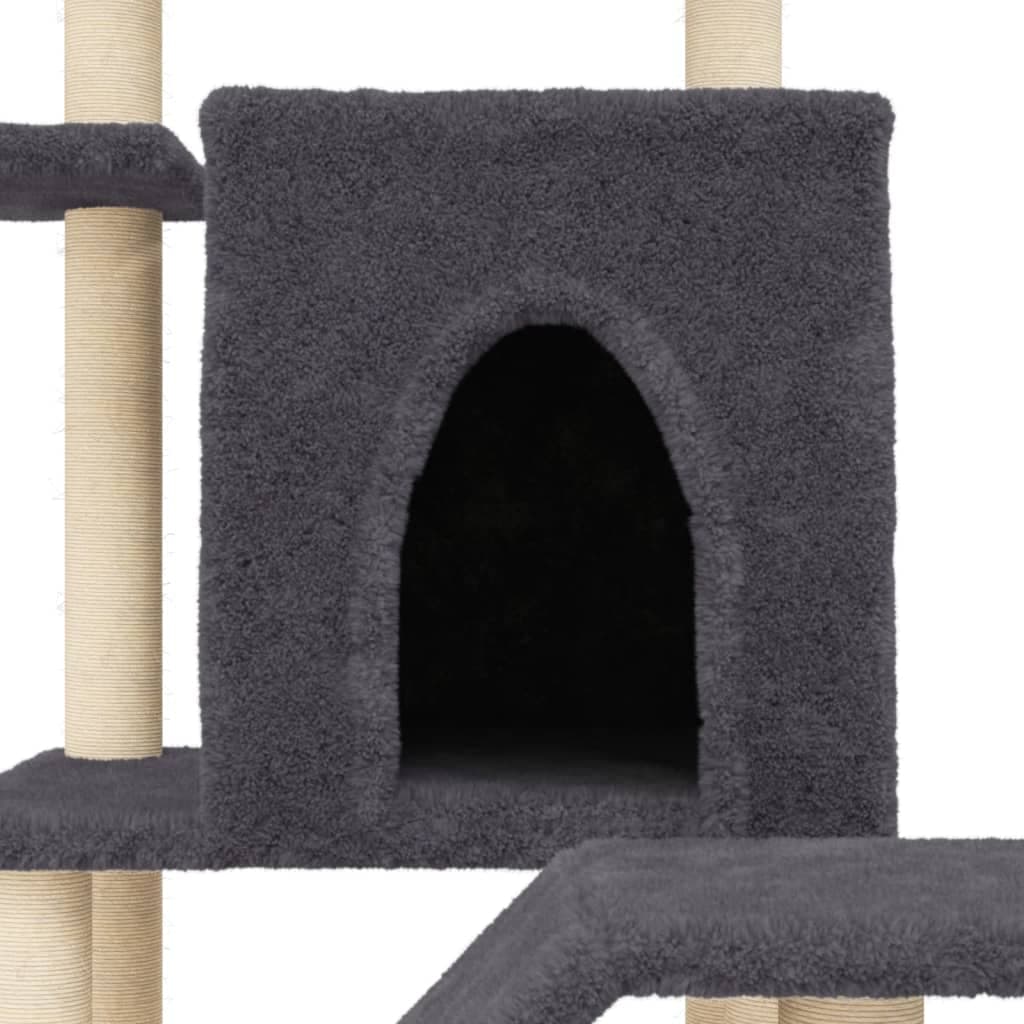 Albero per Gatti con Tiragraffi in Sisal Grigio Scuro 97 cm — miniatura 6 di 7