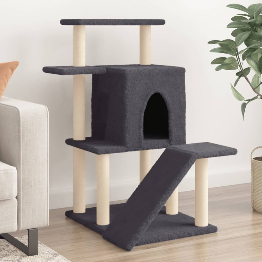 Albero per Gatti con Tiragraffi in Sisal Grigio Scuro 97 cm — miniatura 1 di 7