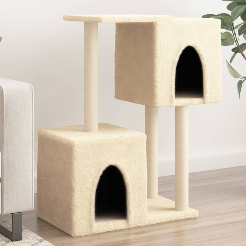 Albero per Gatti con Tiragraffi in Sisal Crema 86 cm — miniatura 1 di 7