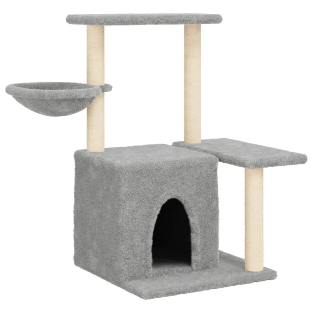 Albero per Gatti con Tiragraffi in Sisal Grigio Chiaro 83 cm — miniatura 2 di 8
