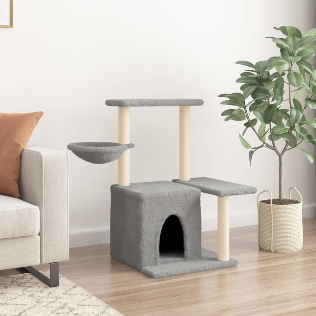Albero per Gatti con Tiragraffi in Sisal Grigio Chiaro 83 cm — miniatura 3 di 8