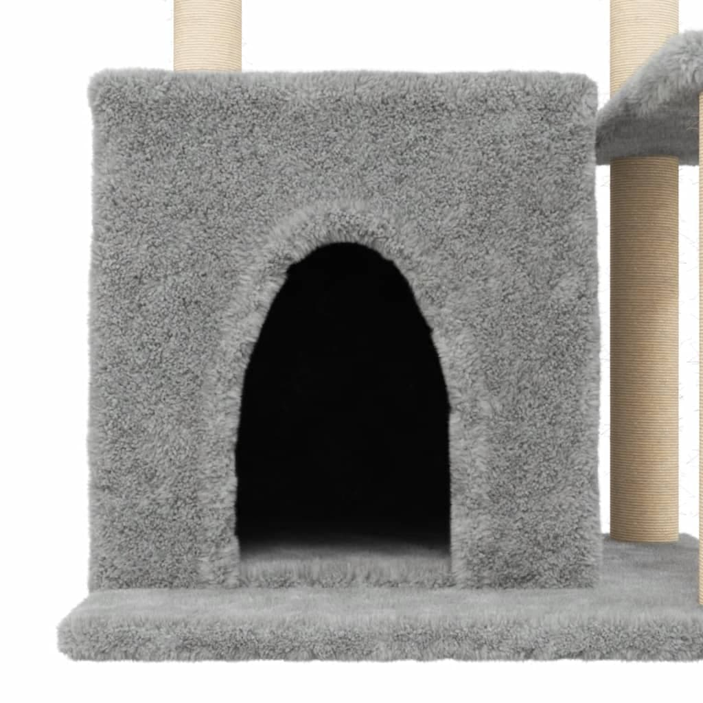 Albero per Gatti con Tiragraffi in Sisal Grigio Chiaro 83 cm — miniatura 6 di 8