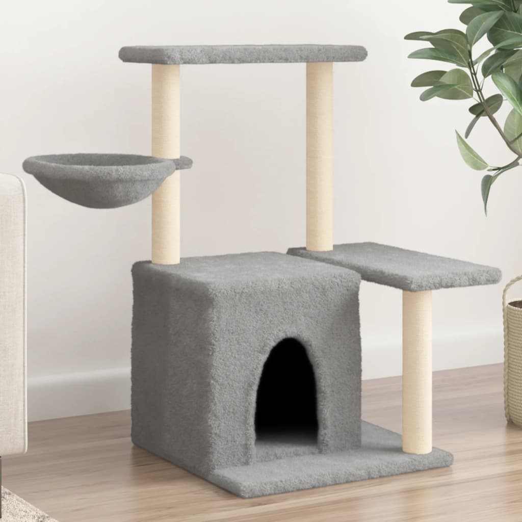 Albero per Gatti con Tiragraffi in Sisal Grigio Chiaro 83 cm — miniatura 1 di 8