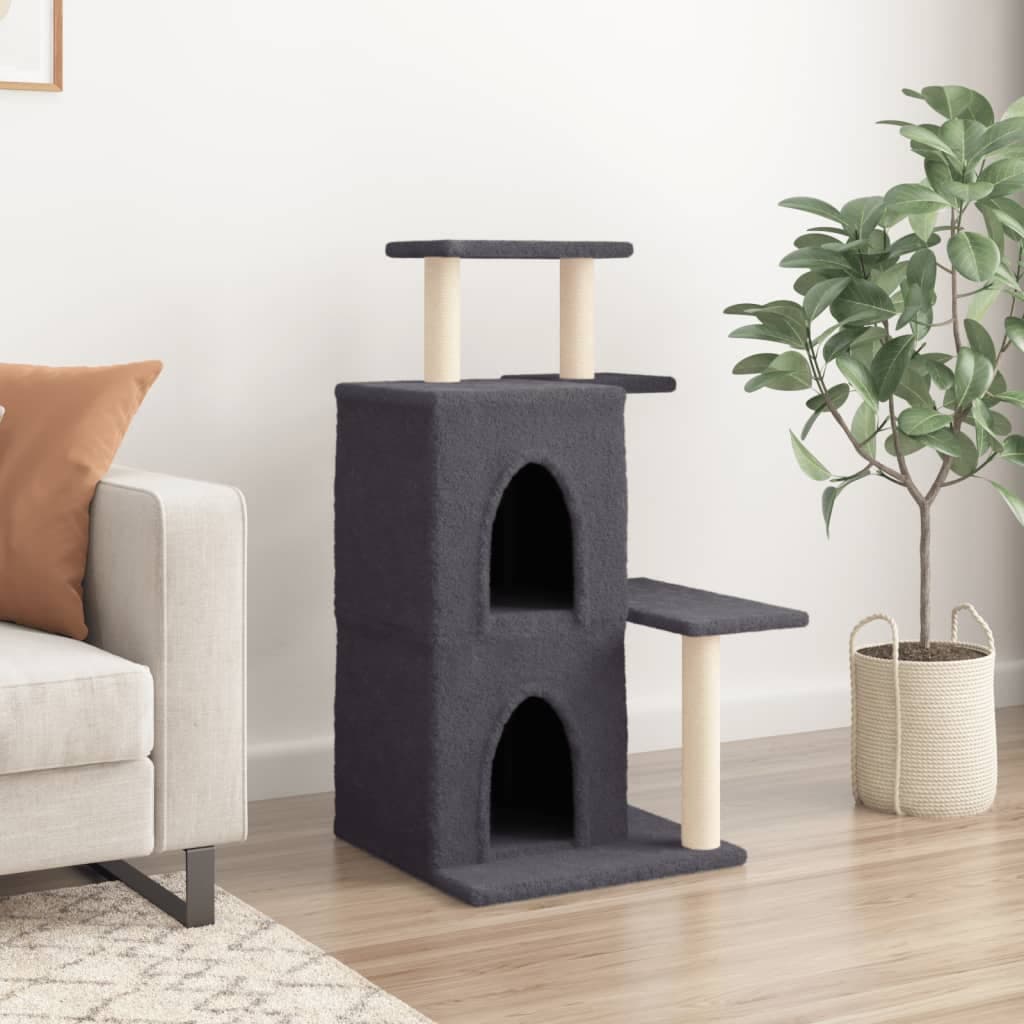 Albero per Gatti con Tiragraffi in Sisal Grigio Scuro 97 cm — miniatura 3 di 7