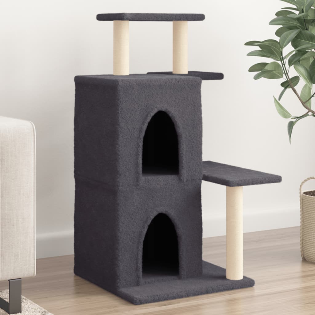 Albero per Gatti con Tiragraffi in Sisal Grigio Scuro 97 cm — miniatura 1 di 7