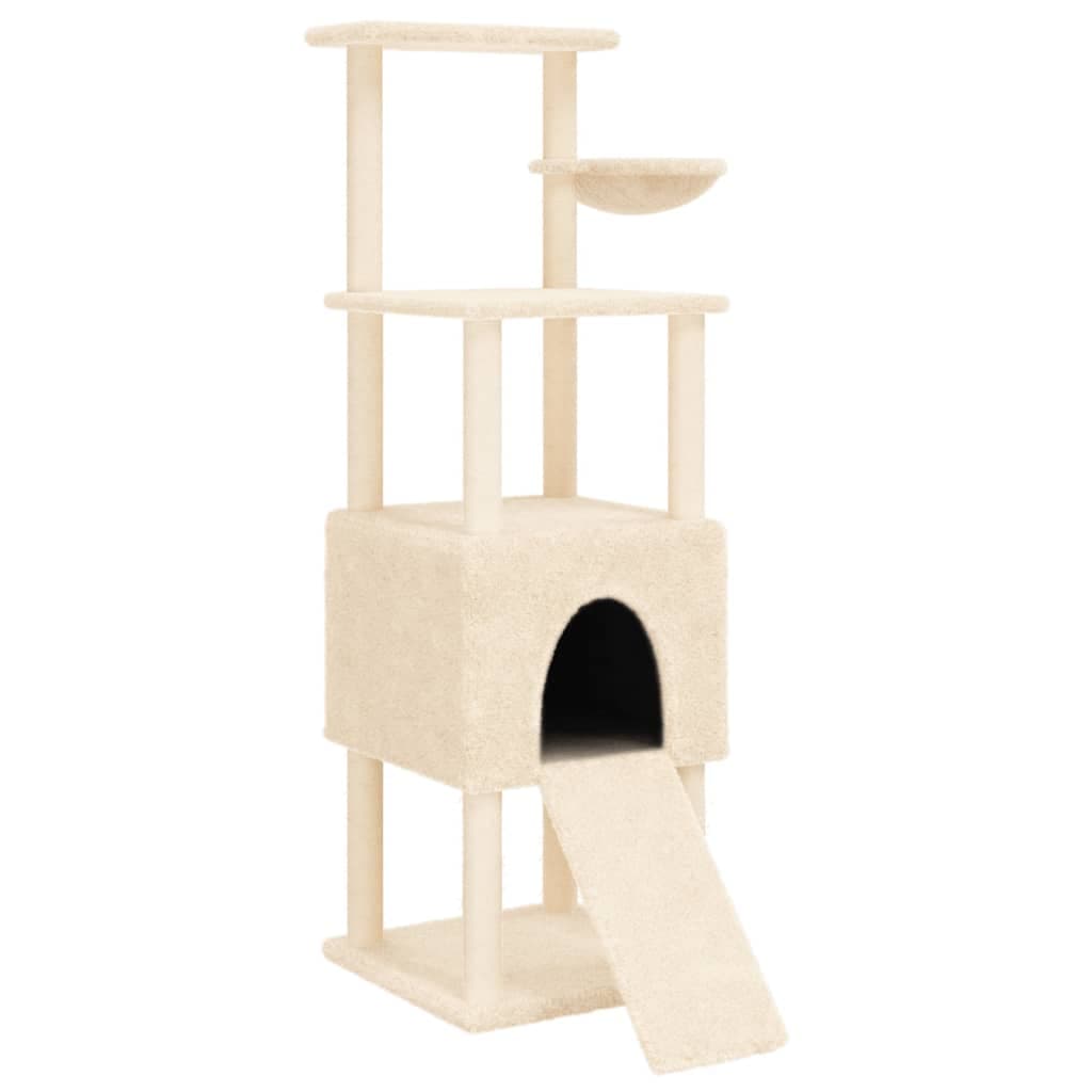 Albero per Gatti con Tiragraffi in Sisal Crema 153 cm — miniatura 2 di 8