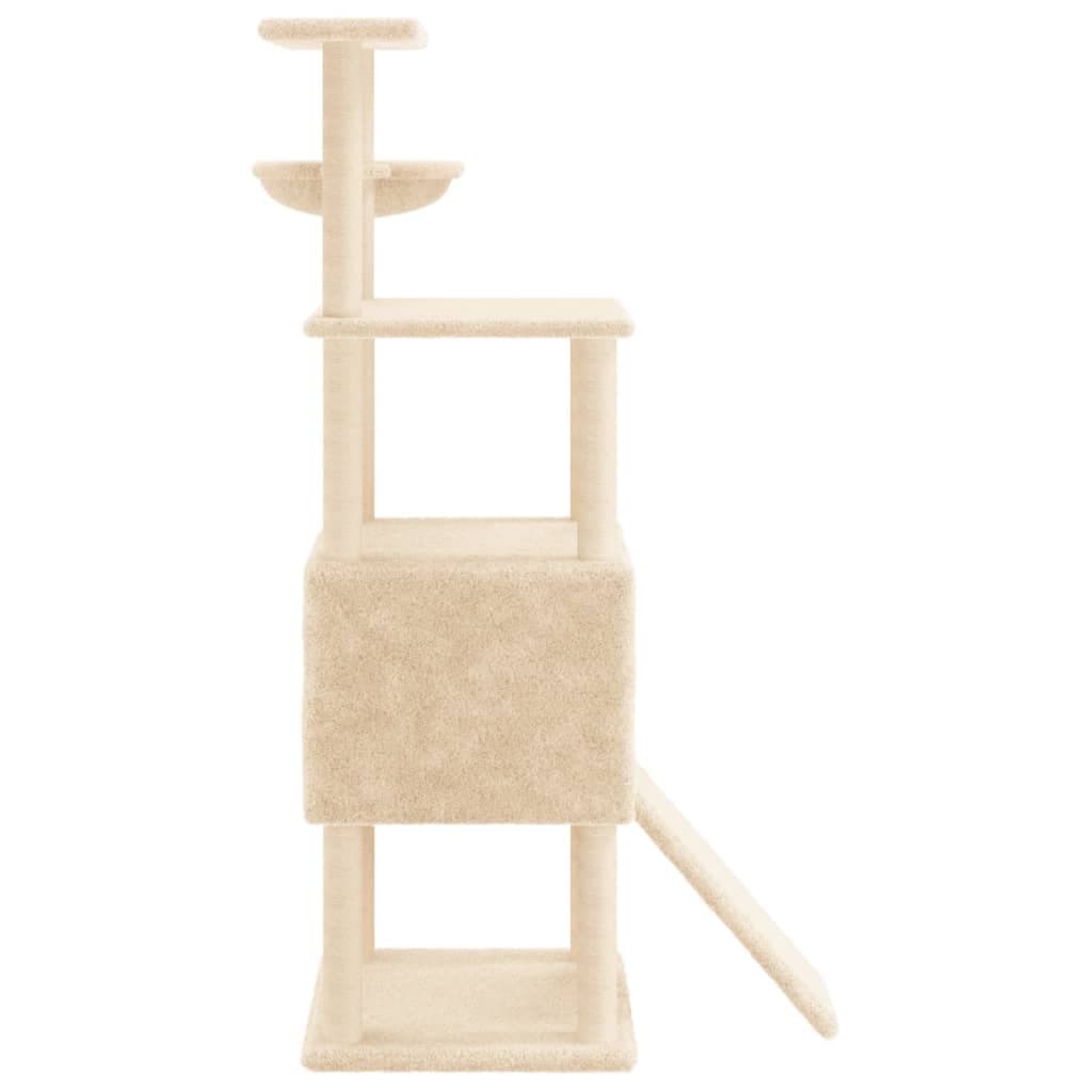 Albero per Gatti con Tiragraffi in Sisal Crema 153 cm — miniatura 4 di 8