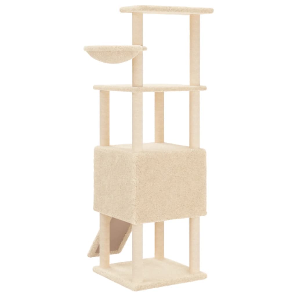 Albero per Gatti con Tiragraffi in Sisal Crema 153 cm — miniatura 5 di 8