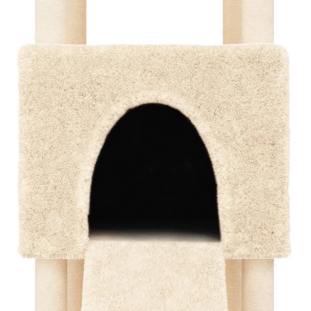Albero per Gatti con Tiragraffi in Sisal Crema 153 cm — miniatura 6 di 8