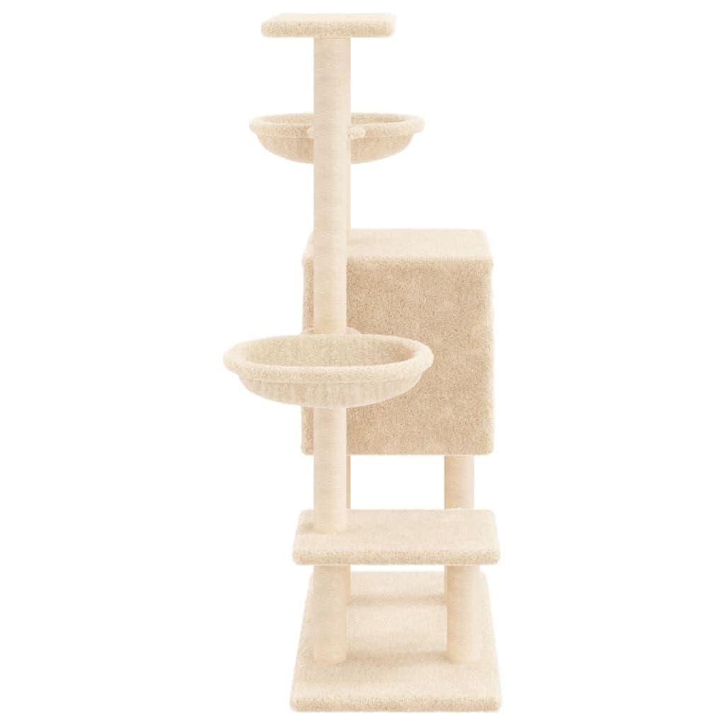 Albero per Gatti con Tiragraffi in Sisal Crema 117 cm — miniatura 4 di 8