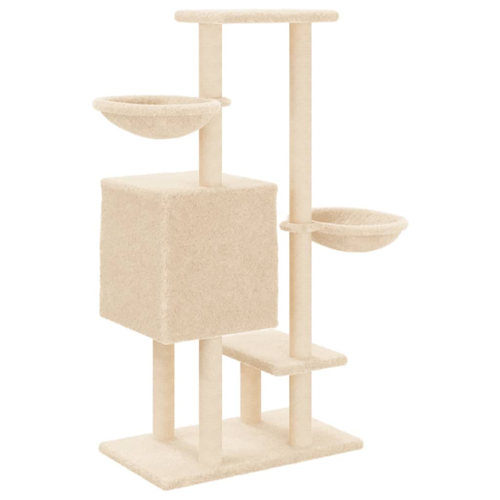 Albero per Gatti con Tiragraffi in Sisal Crema 117 cm — miniatura 5 di 8