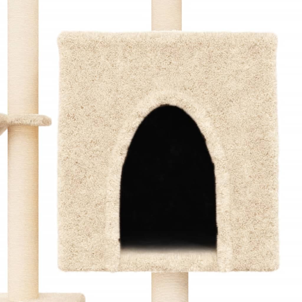 Albero per Gatti con Tiragraffi in Sisal Crema 117 cm — miniatura 6 di 8