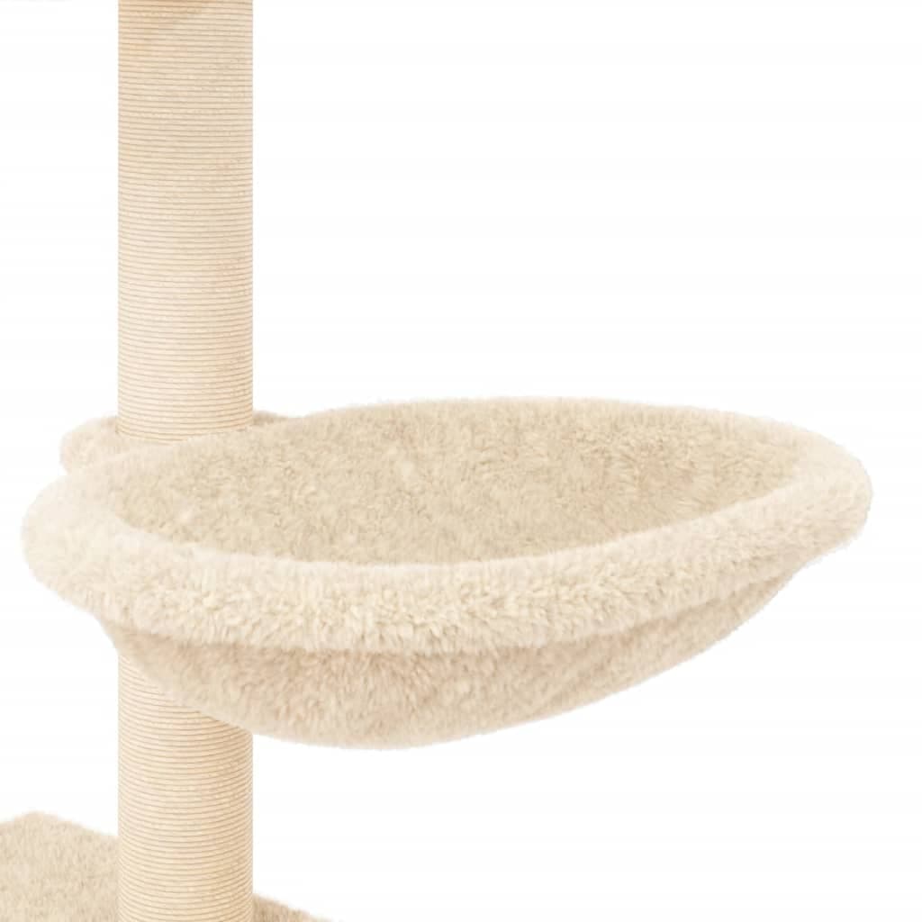 Albero per Gatti con Tiragraffi in Sisal Crema 117 cm — miniatura 7 di 8