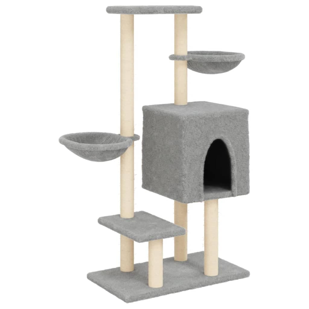 Albero per Gatti con Tiragraffi in Sisal Grigio Chiaro 117 cm — miniatura 2 di 8