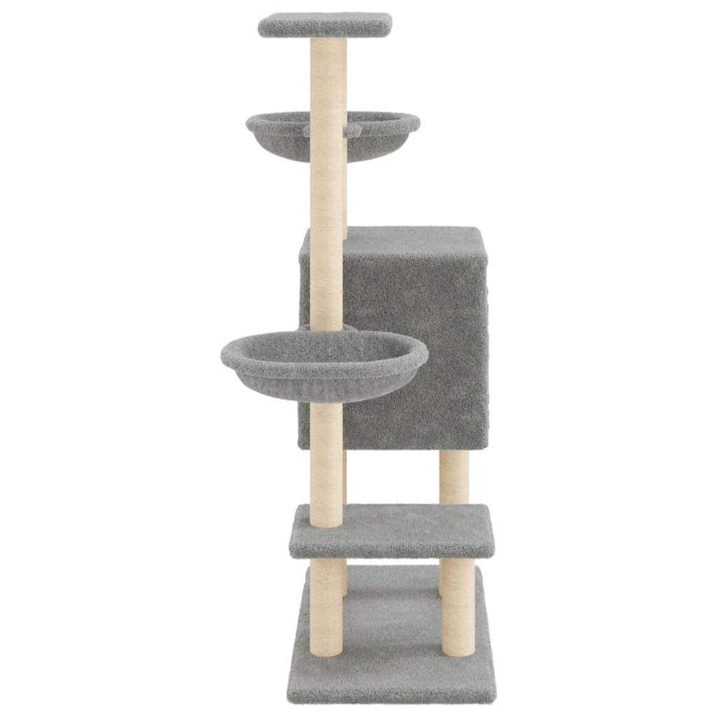 Albero per Gatti con Tiragraffi in Sisal Grigio Chiaro 117 cm — miniatura 4 di 8