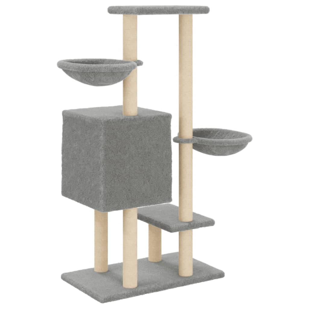 Albero per Gatti con Tiragraffi in Sisal Grigio Chiaro 117 cm — miniatura 5 di 8