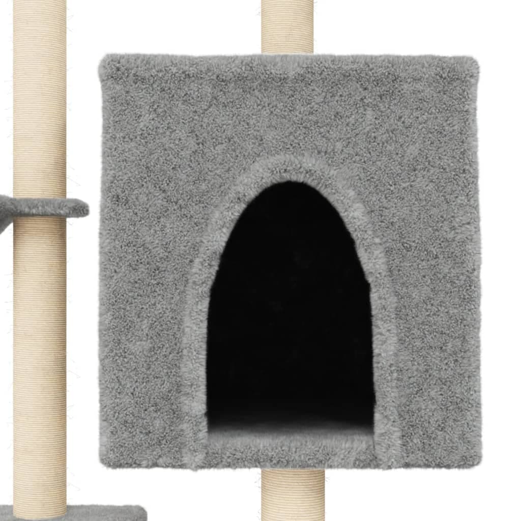 Albero per Gatti con Tiragraffi in Sisal Grigio Chiaro 117 cm — miniatura 6 di 8