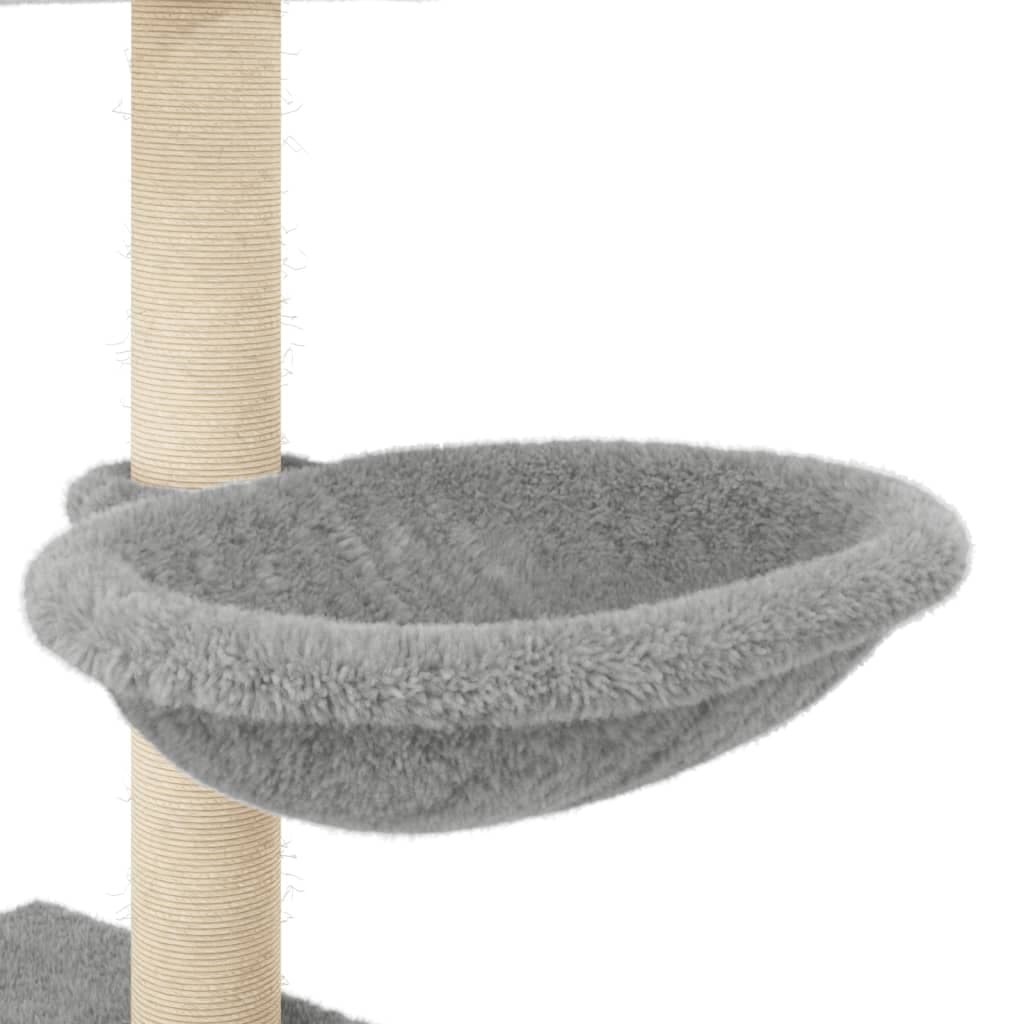 Albero per Gatti con Tiragraffi in Sisal Grigio Chiaro 117 cm — miniatura 7 di 8