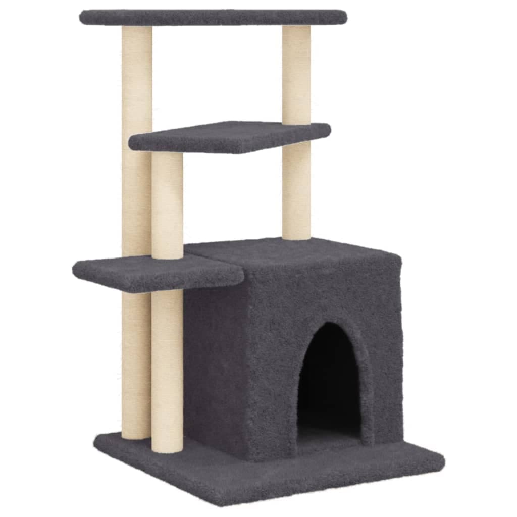 Albero per Gatti con Tiragraffi in Sisal Grigio Scuro 83,5 cm — miniatura 2 di 7