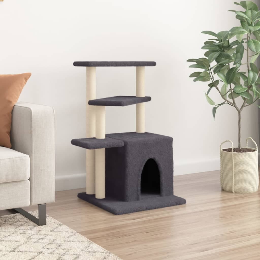 Albero per Gatti con Tiragraffi in Sisal Grigio Scuro 83,5 cm — miniatura 3 di 7