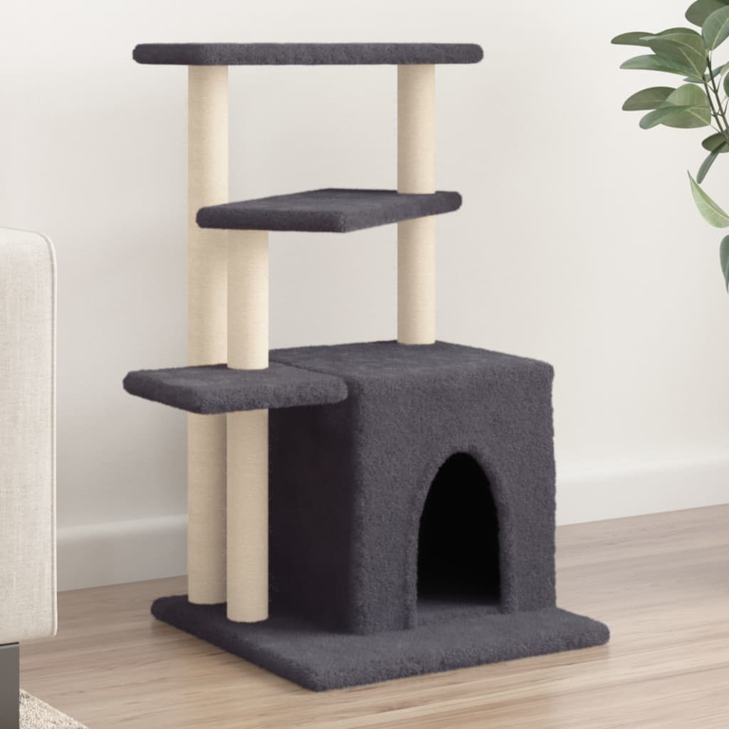 Albero per Gatti con Tiragraffi in Sisal Grigio Scuro 83,5 cm — miniatura 1 di 7