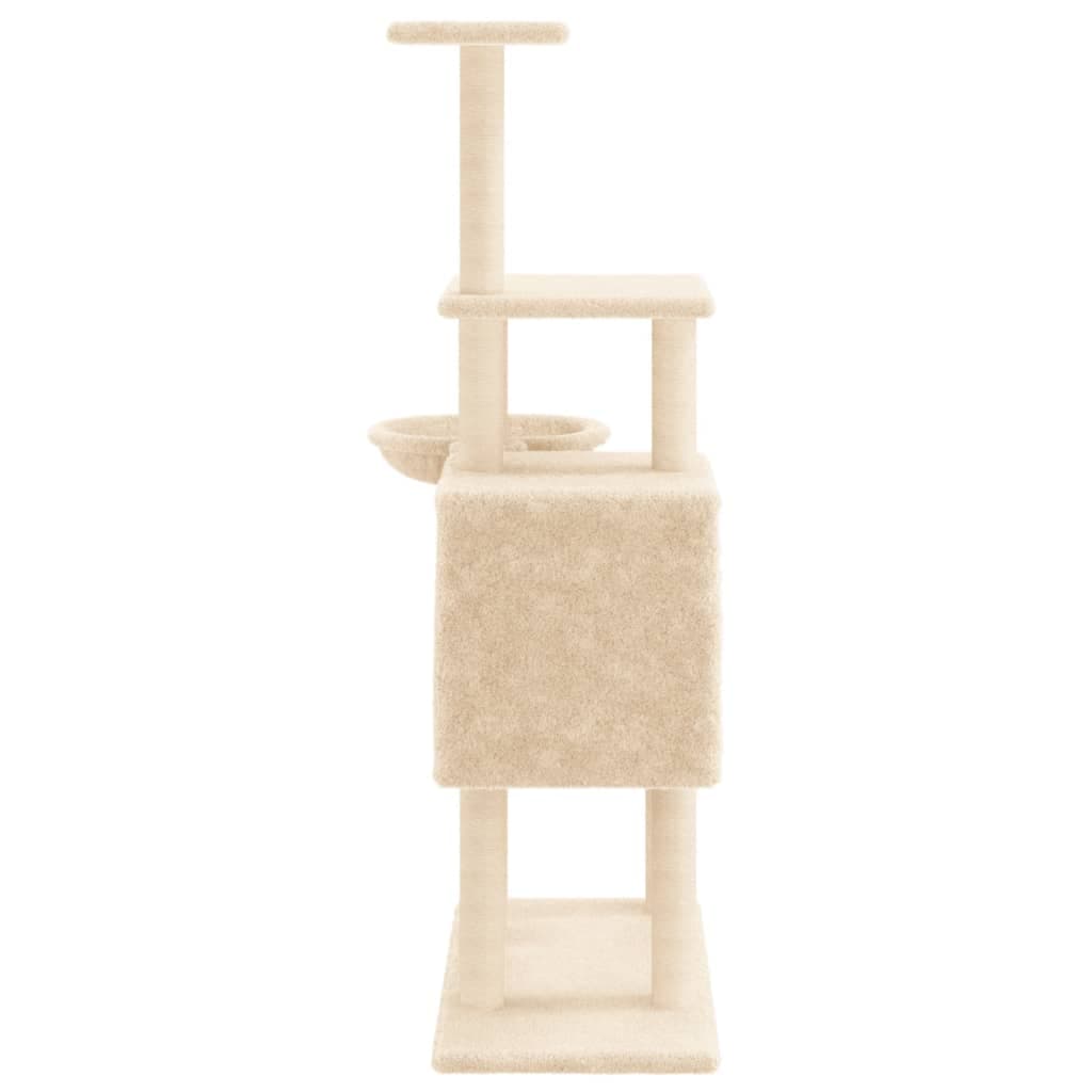 Albero per Gatti con Tiragraffi in Sisal Crema 131 cm — miniatura 4 di 8