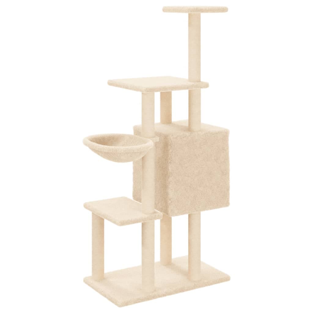 Albero per Gatti con Tiragraffi in Sisal Crema 131 cm — miniatura 5 di 8