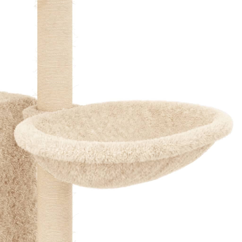 Albero per Gatti con Tiragraffi in Sisal Crema 131 cm — miniatura 6 di 8