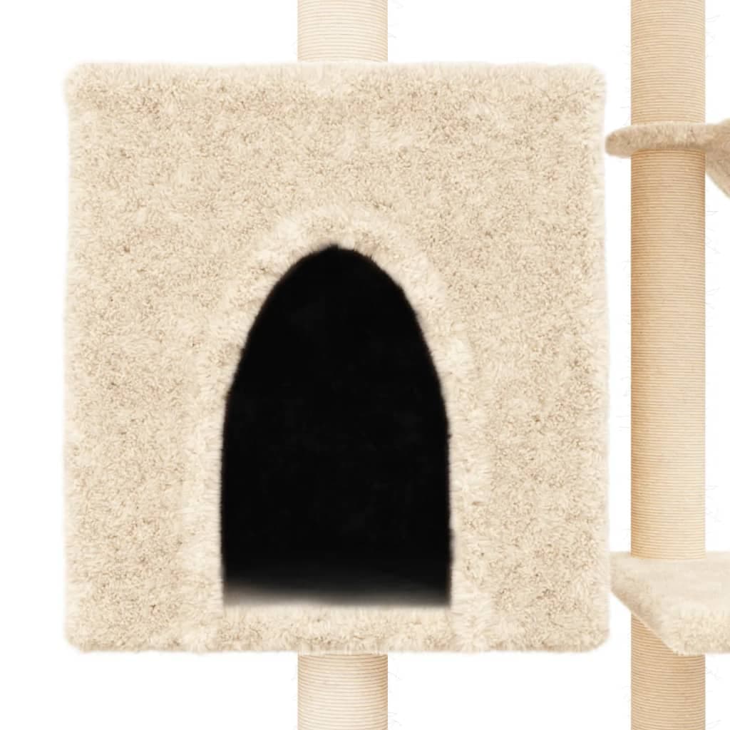 Albero per Gatti con Tiragraffi in Sisal Crema 131 cm — miniatura 7 di 8