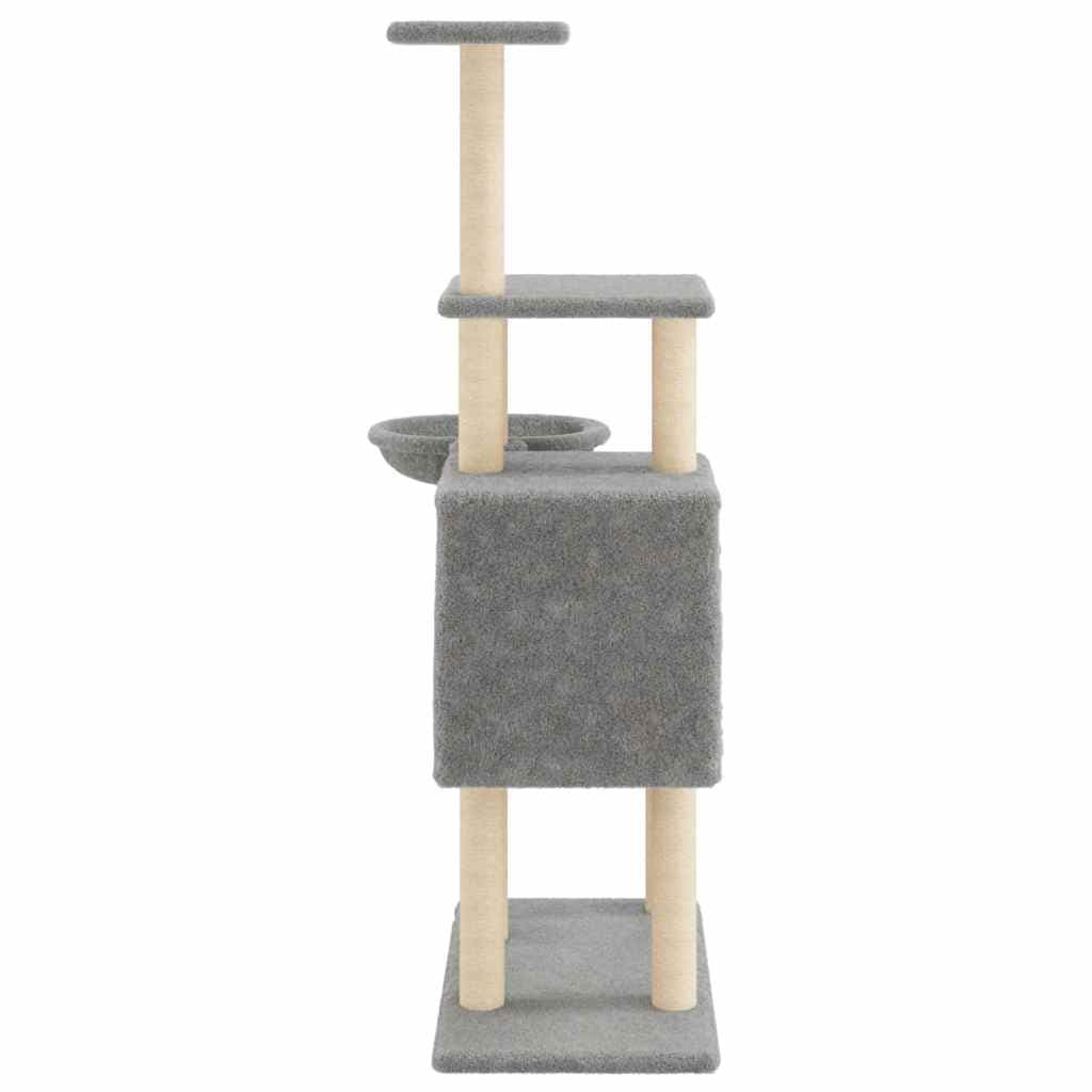 Albero per Gatti con Tiragraffi in Sisal Grigio Chiaro 131 cm — miniatura 4 di 8