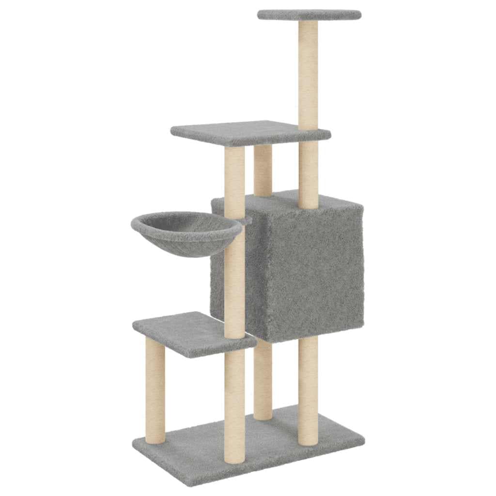 Albero per Gatti con Tiragraffi in Sisal Grigio Chiaro 131 cm — miniatura 5 di 8