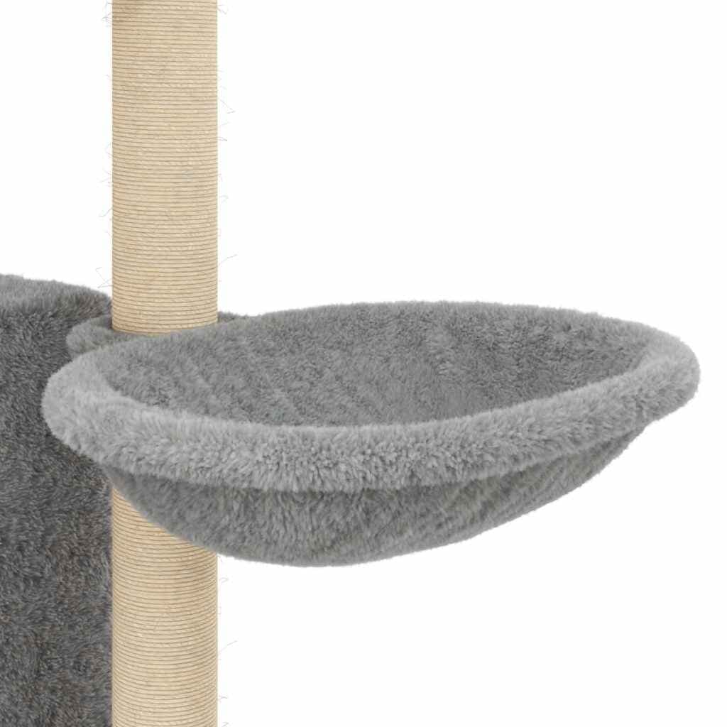 Albero per Gatti con Tiragraffi in Sisal Grigio Chiaro 131 cm — miniatura 6 di 8