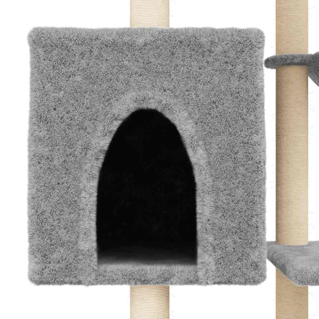 Albero per Gatti con Tiragraffi in Sisal Grigio Chiaro 131 cm — miniatura 7 di 8