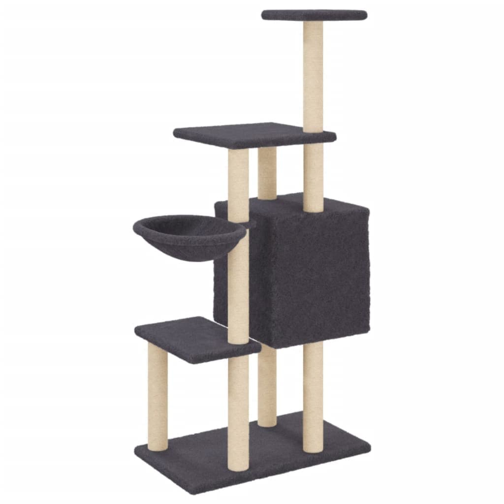 Albero per Gatti con Tiragraffi in Sisal Grigio Scuro 131 cm — miniatura 5 di 8