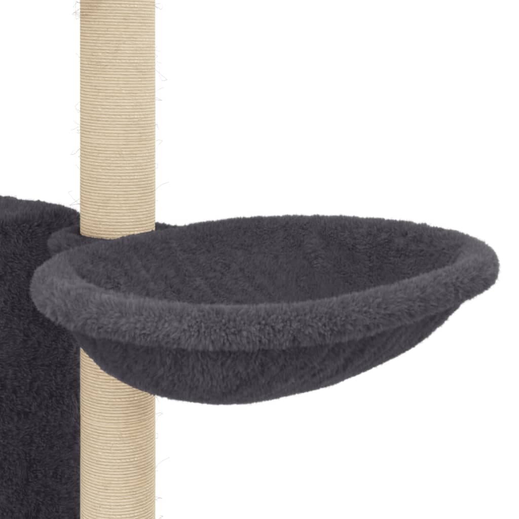Albero per Gatti con Tiragraffi in Sisal Grigio Scuro 131 cm — miniatura 6 di 8