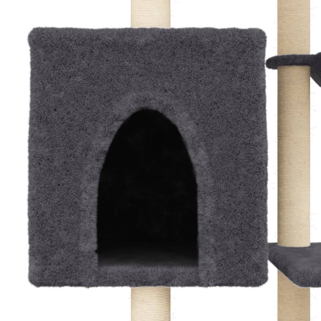 Albero per Gatti con Tiragraffi in Sisal Grigio Scuro 131 cm — miniatura 7 di 8