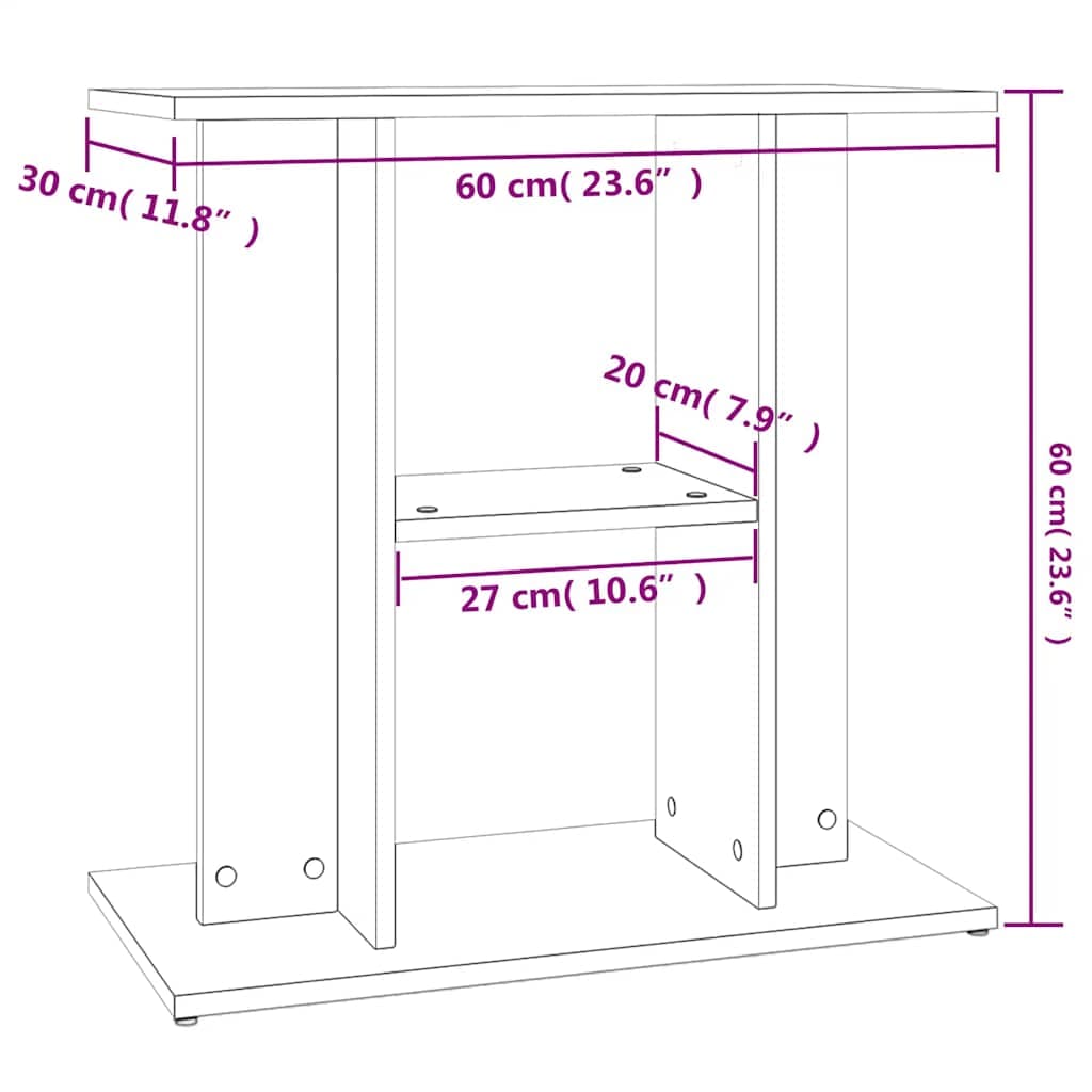 Supporto per Acquario 60x30x60 cm in Legno Multistrato — miniatura 8 di 9