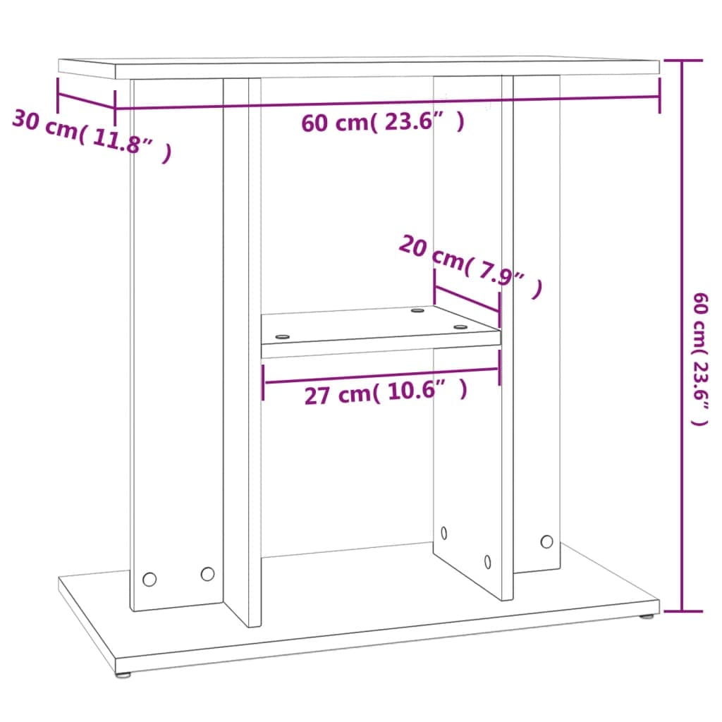 Supporto per acquario in rovere affumicato 60x30x60 cm — miniatura 7 di 8