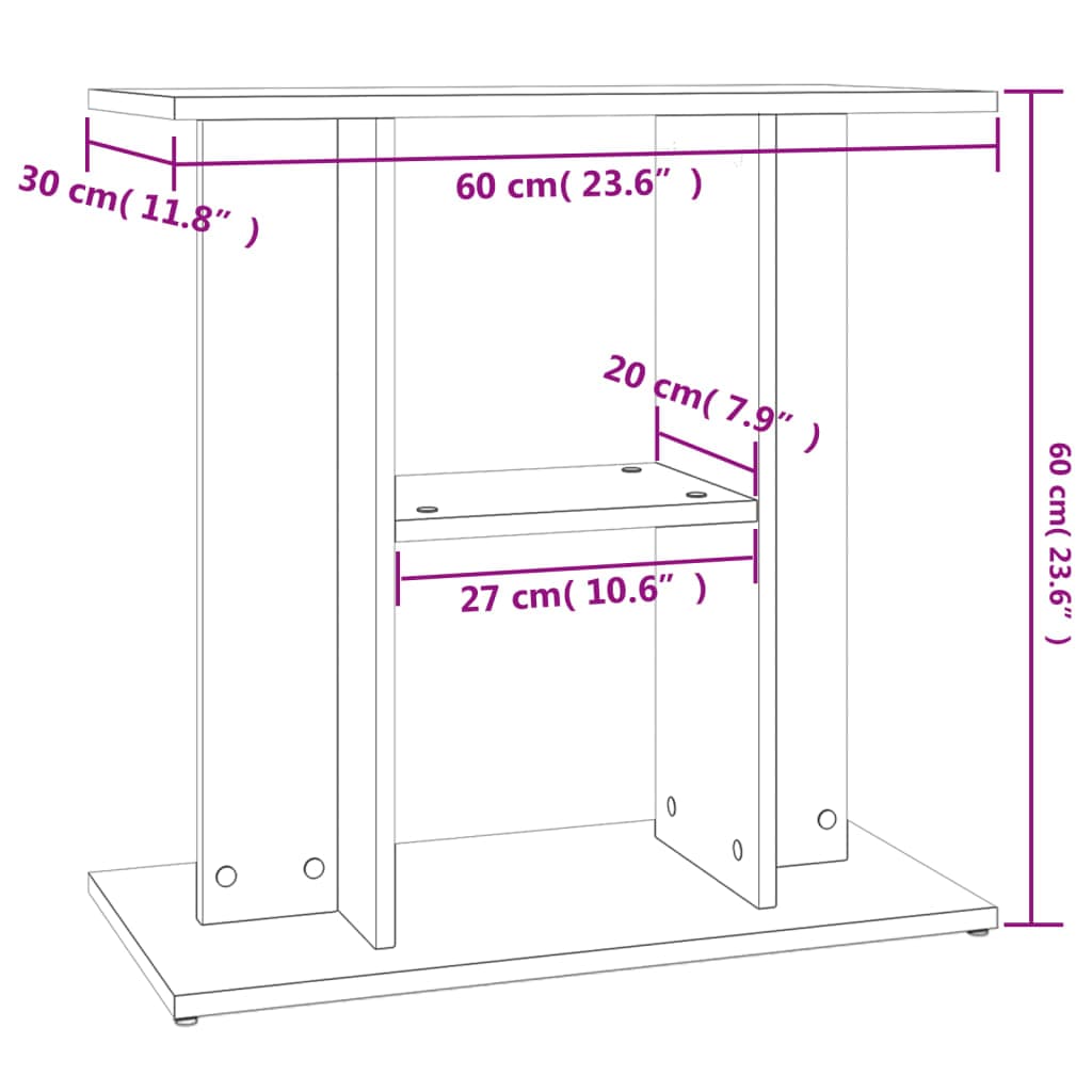 Supporto per acquario Grigio Sonoma 60x30x60 cm — miniatura 7 di 8