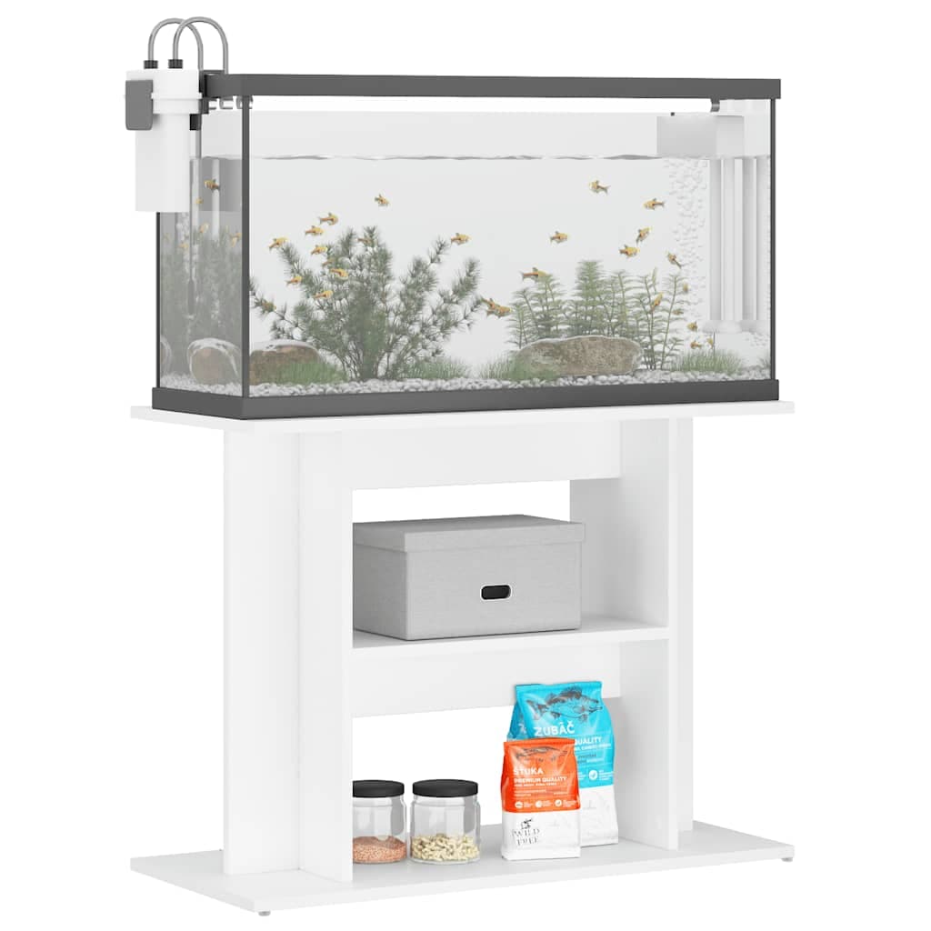 Supporto per Acquario 80x35x60 cm in Legno Multistrato Bianco — miniatura 5 di 8