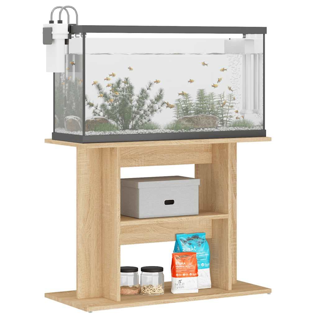 Supporto Acquario 80x35x60cm in Legno Multistrato Rovere Sonoma — miniatura 5 di 8
