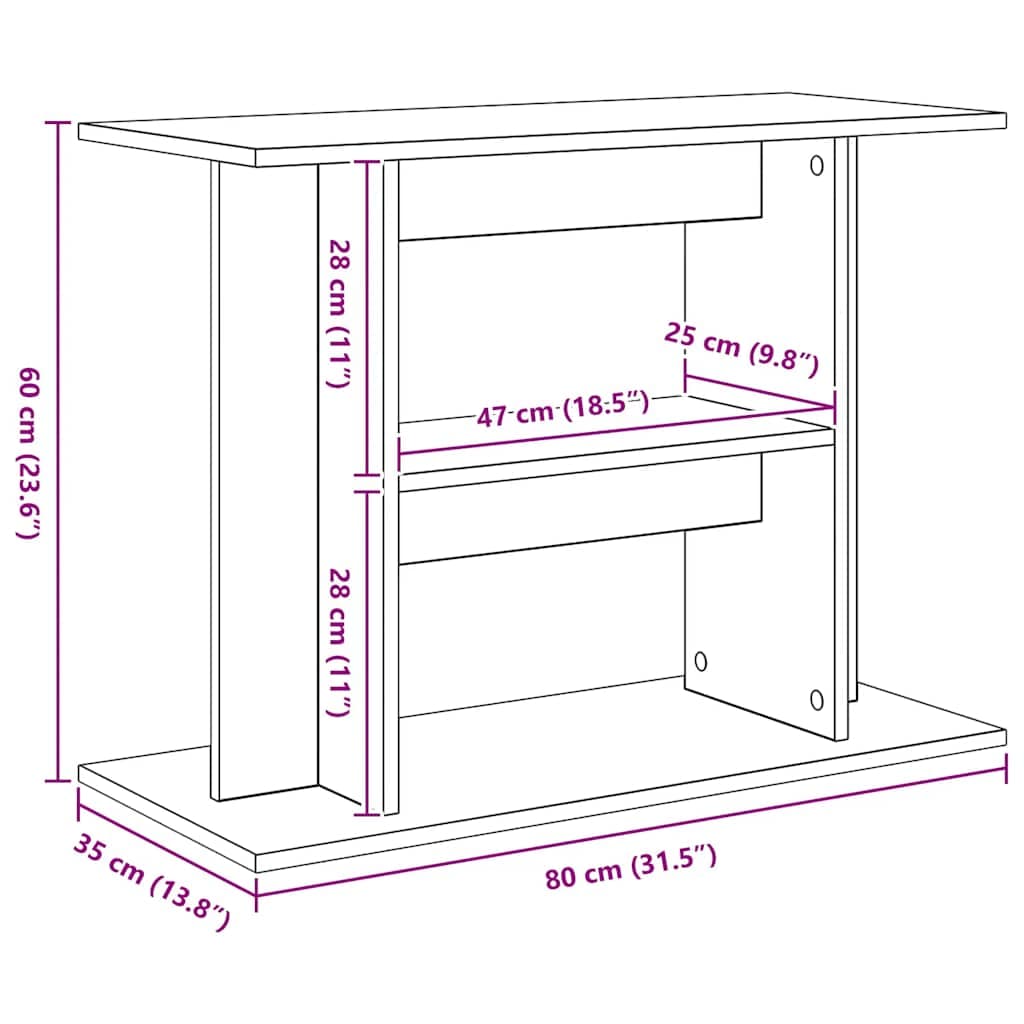 Supporto Acquario 80x35x60cm in Legno Multistrato Rovere Sonoma — miniatura 7 di 8