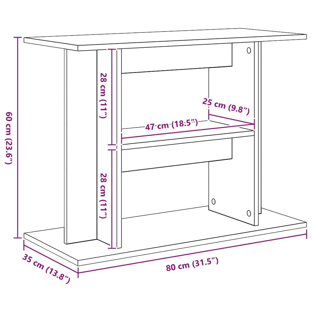 Supporto per acquario in rovere affumicato 80x35x60 cm — miniatura 7 di 8