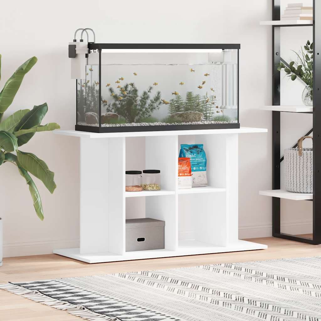 Supporto per Acquario 100x40x60 cm in Legno Multistrato Bianco — miniatura 3 di 9