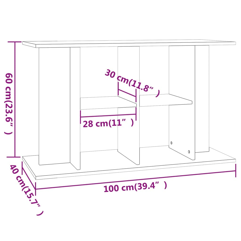 Supporto Acquario 100x40x60 cm in Legno Multistrato Rovere Fumo — miniatura 7 di 8