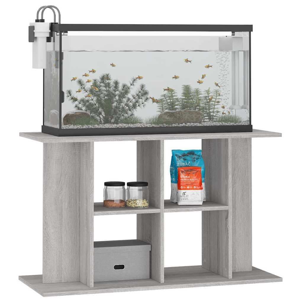 Supporto Acquario 100x40x60 cm Legno Multistrato Grigio Sonoma — miniatura 5 di 8