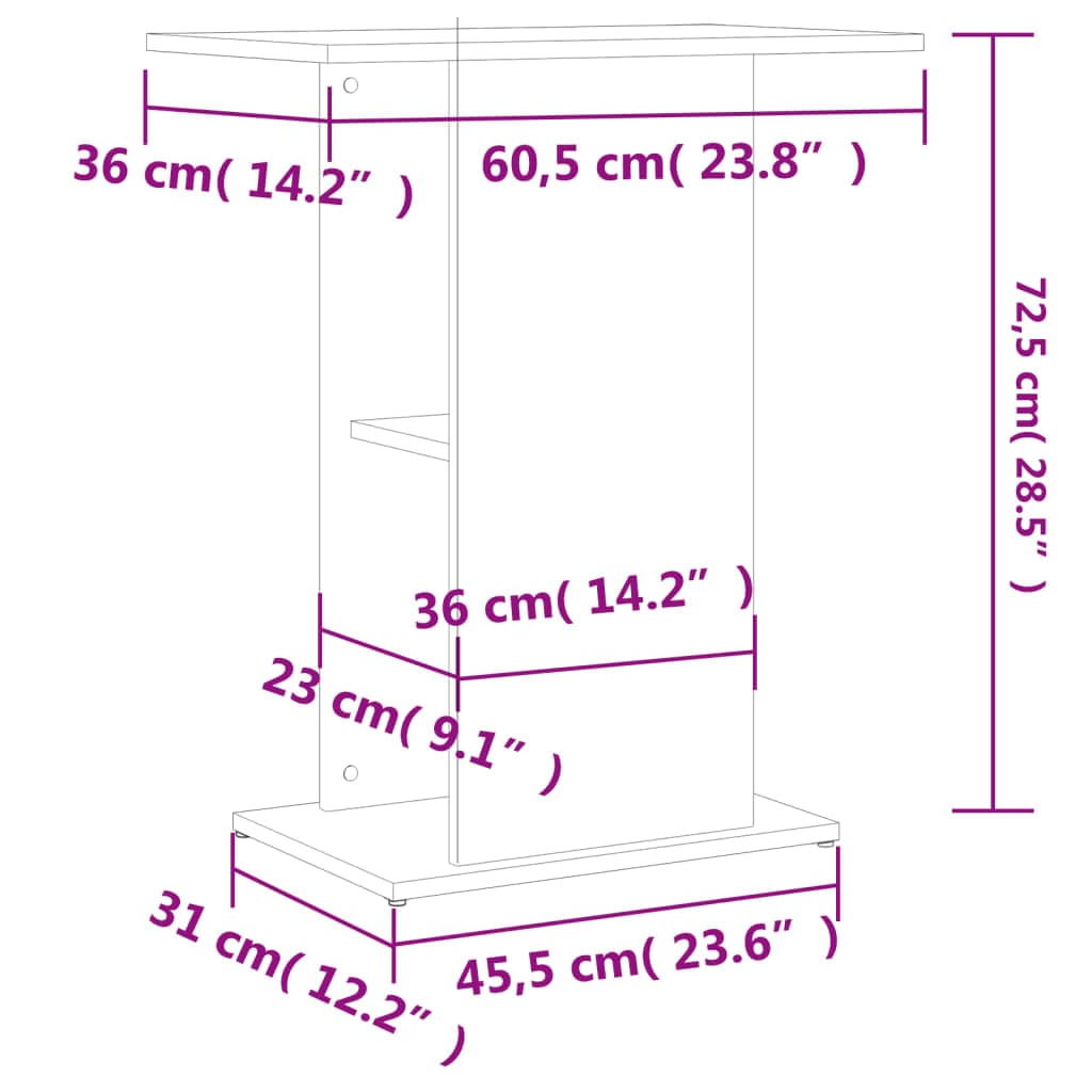 Supporto per Acquario 60,5x36x72,5 cm Multistrato Grigio Sonoma — miniatura 7 di 8