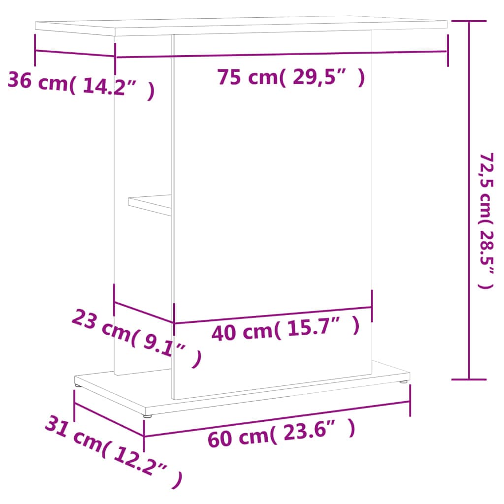 Supporto per acquario bianco 75x36x72,5 cm Legno Ingegnerizzato — miniatura 7 di 8